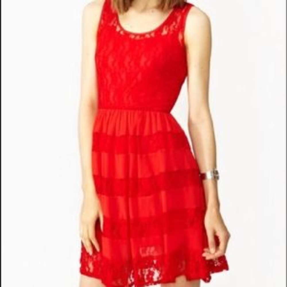 Nasty Gal red lace dress